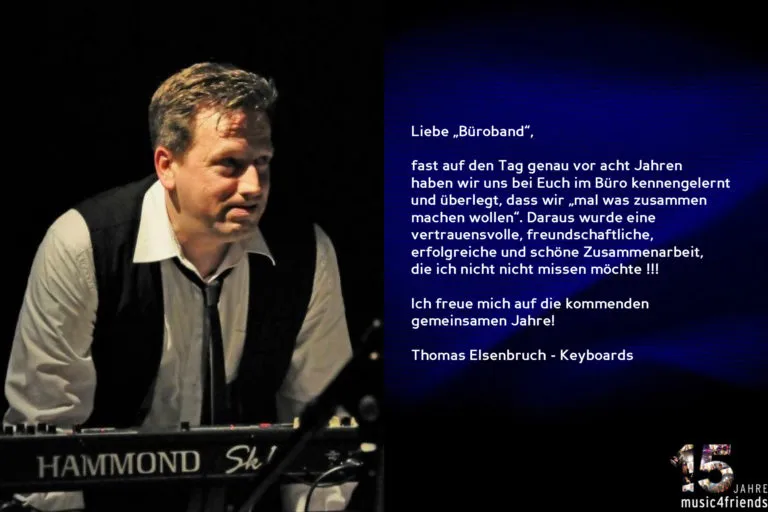 Music4Friends feiert 15 Jahre: Gratulationen von Wegbegleitern.